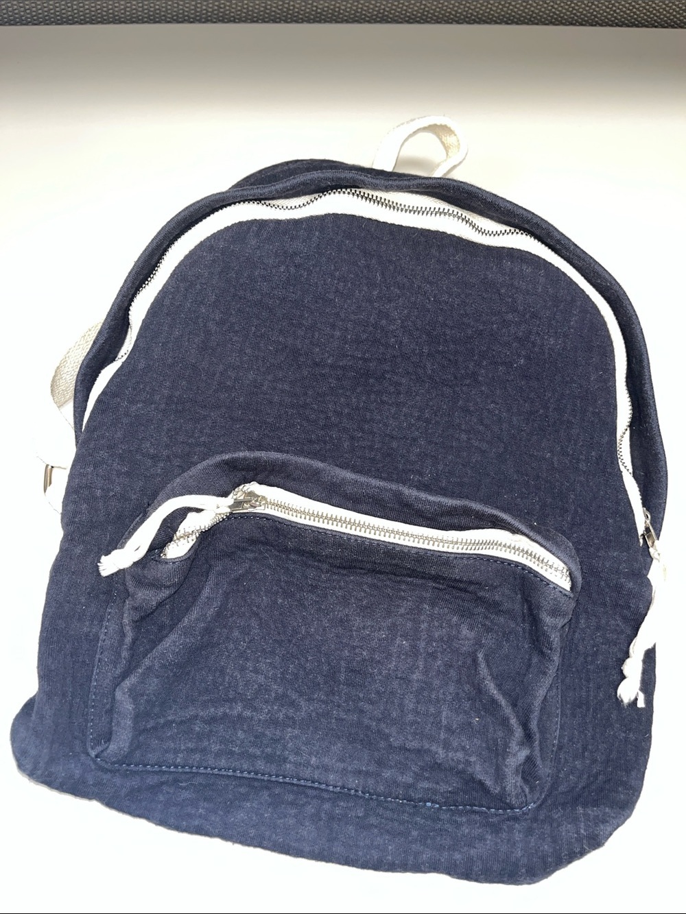 John Galt Navy Backpack with White Adjustable Straps / Trim
